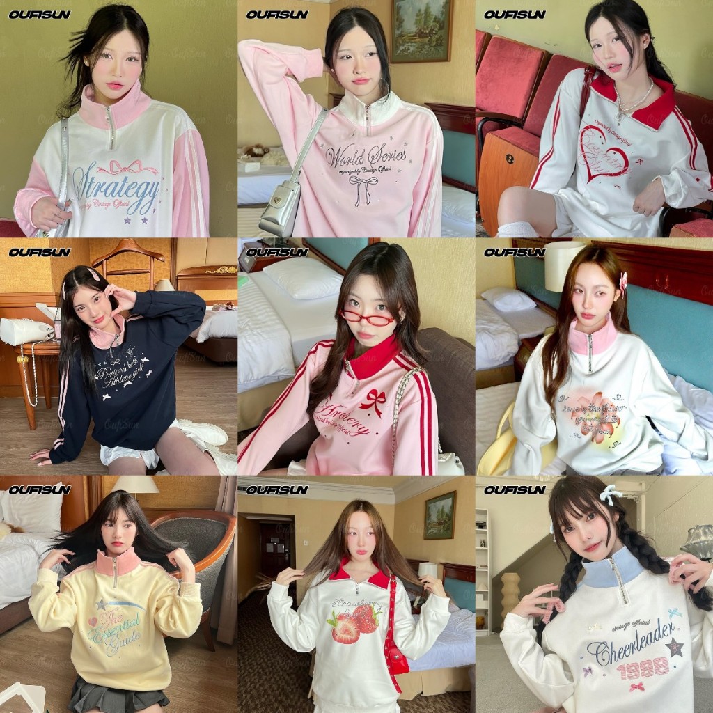 2567 เสื้อกันหนาวโปโลมีซิปผู้หญิงสไตล์เกาหลี ขนาดใหญ่เกินไป หลวมแบบ โปโล เสื้อสเวตเตอร์คอ หมวกหวานสําหรับผู้ชายและผู้หญิงเทรนด์ร้อ