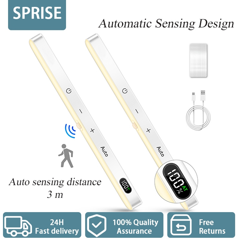 Sprise ไฟชาร์จภายใต้ตู้ 60 LED Touch Light Bar Motion Sensor โคมไฟในร่มแบตเตอรี่ดําเนินการตู้เสื้อผ้าไร้สายติดภายใต้ไฟเคาน์เตอร์สําหรับห้องครัว