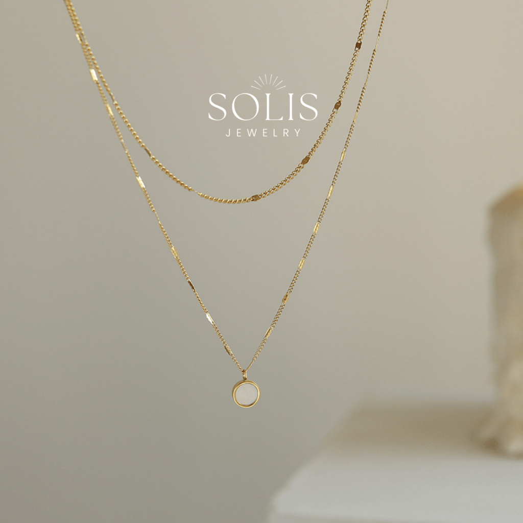 * กันน้ำ * ชุบทอง 18K โซ่ สร้อยคอจี้เปลือกหอยธรรมชาติ 2 ชั้น  * แท้ สแตนเลสไทเทเนียม 316L *  สร้อยคอยาวแฟชั่นผู้หญิง สร้อยคอเท่ๆ