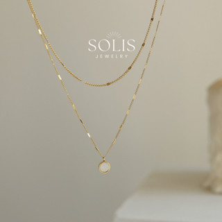 * กันน้ำ * ชุบทอง 18K โซ่ สร้อยคอจี้เปลือกหอยธรรมชาติ 2 ชั้น…