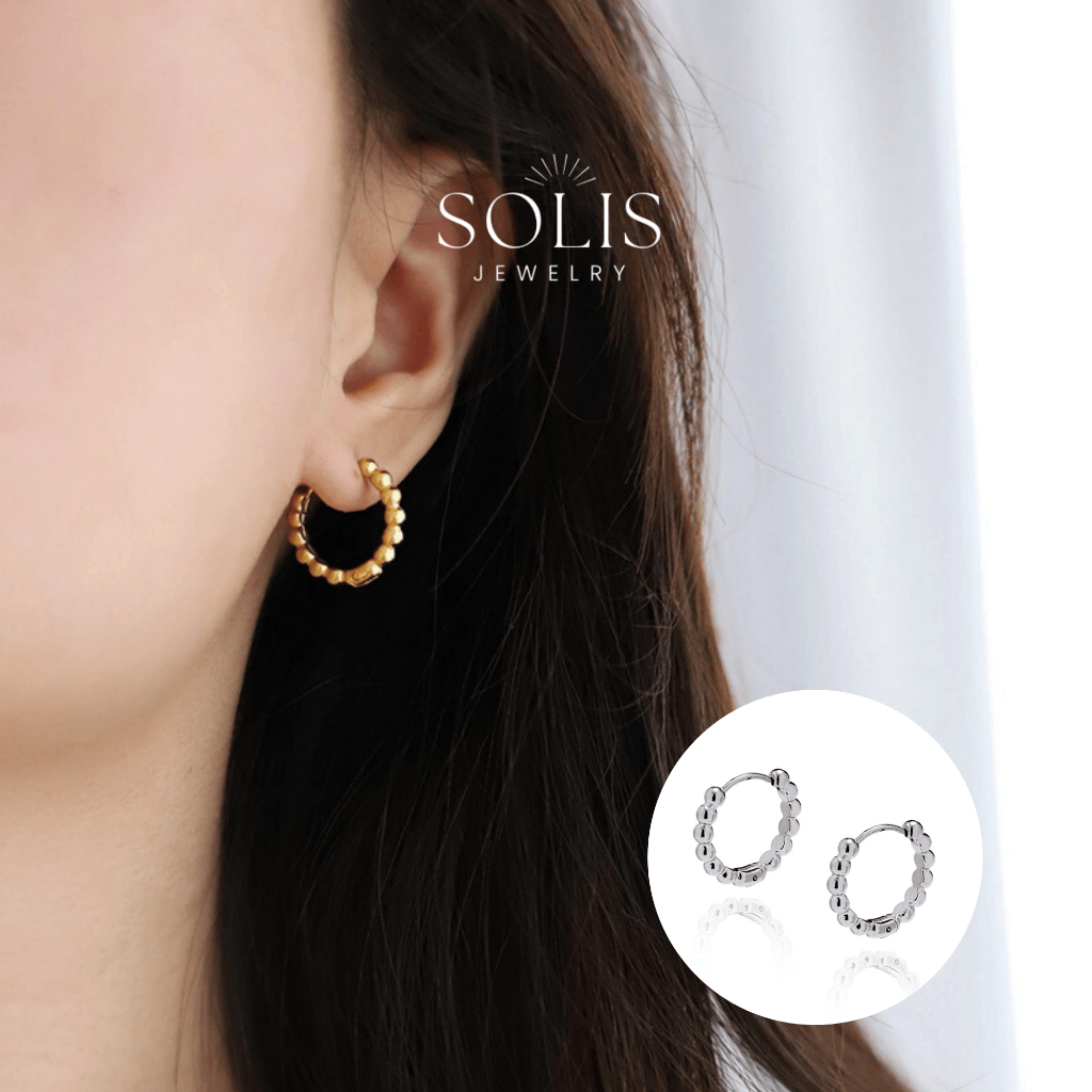 เรียบง่าย ลูกปัด ใส่ห่วง ต่างหูสำหรับผู้หญิง ทอง * ชุบทอง 18K สแตนเลสไทเทเนียม 316L เครื่องประดับกันน้ำแพ้ง่าย *ต่างหูกลม ต่างหูแฟชั่น ของขวัญวันเกิด เครื่องประดับสำหรับผู้หญิง ER385