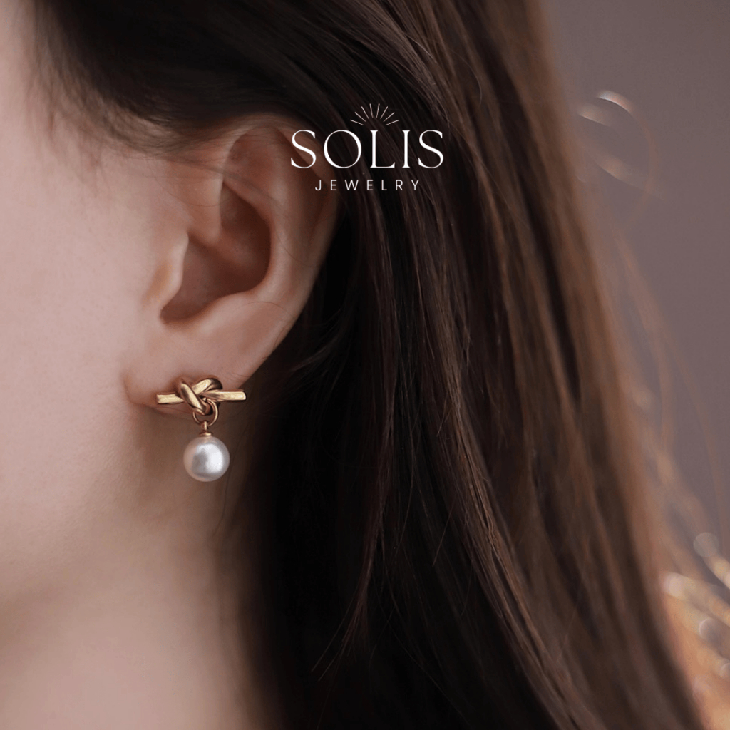 ต่างหูPearl Stud Dangle กันน้ําและไม่อักเสบสำหรับผู้หญิง ER378