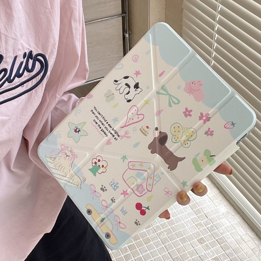การ์ตูนลูกสุนัข Graffiti สําหรับ Ipad Pro 11 2022 กรณี Air 5 4 4th 6th 10.9 9th 7th 8th Generation กรณี 2020 2021 12.9 Pro 11 2024 ฝาครอบ