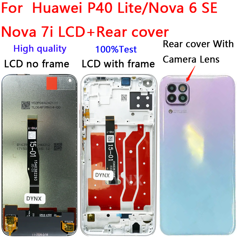 คุณภาพสูง LCD สําหรับ Huawei P40 Lite/Nova 6 SE Nova 7i ,JNY-LX1,JNY-LX2 จอแสดงผล LCD Touch Screen ก