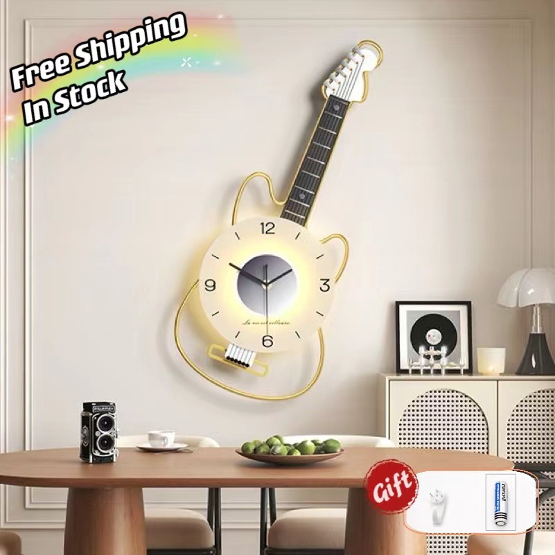 JQ Time Home Silent wall clock อะคริลิค Creative นาฬิกา Modern Art Nordic นาฬิกาหรูหรา Luminous นาฬิกากีตาร์การสร้างแบบจําลองผนังตกแต่ง