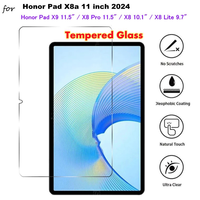 กระจกนิรภัยสําหรับ Honor Pad X8A X8A 2024 11 นิ้วแบบเต็มหน้าจอสําหรับ Honor Pad X9 11.5 X8 Pro X8 Lite 9.7 HD แท็บเล็ตแก้ว