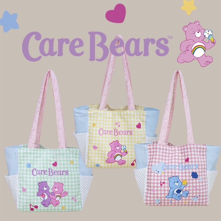 Carebears Heart Bear กระเป๋าสะพายความจุขนาดใหญ่ corduroy Student Tote Bag