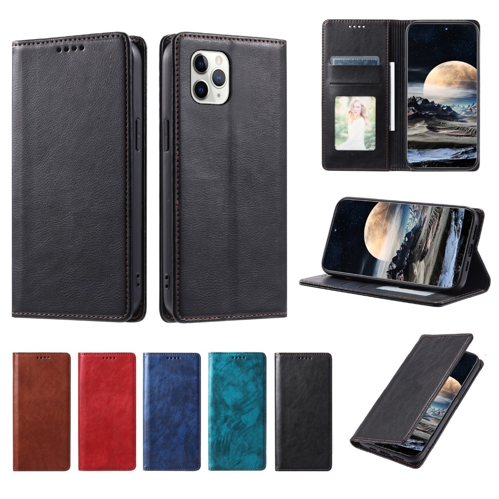 เคส for iPhone 16 Pro Max 15 14 Plus 12 13 Pro XS Max X XR เคสฝาพับ เคสเปิดปิด โทรศัพท์หนัง TPU นิ่ม ฝาพับ พร้อมช่องใส่บัตร ช่อง ตั้งได้ สําหรับ Flip Cover Leather Mulit Card Slots Holder Wallet