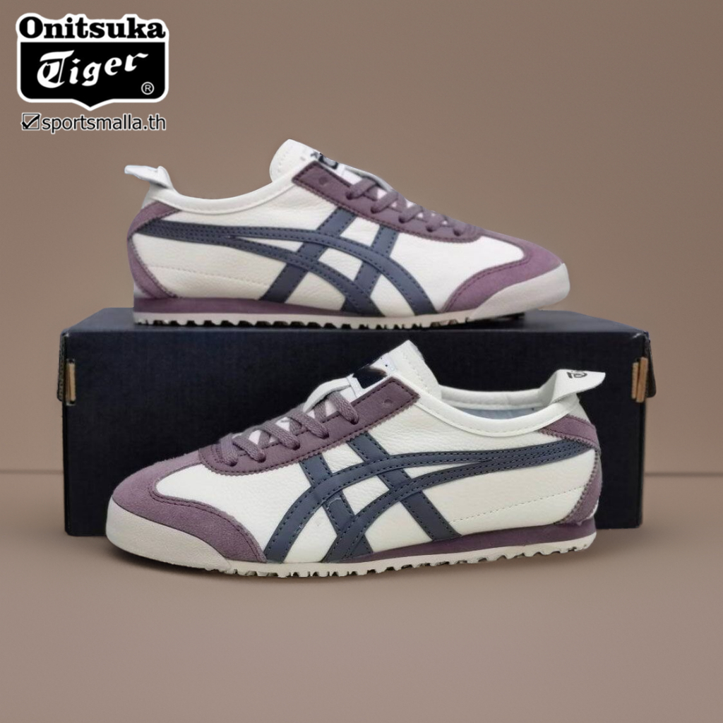 ใหม่ Onitsuka MEXICO 66 Thanos สีม่วงรองเท้าผ้าใบหนังคุณภาพสูงผู้ชายผู้หญิงรองเท้าวิ่ง