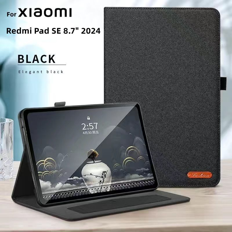 เคสฝาพับ สําหรับ Xiaomi Redmi Pad SE 8.7 นิ้ว 2024 เคสแท็บเล็ต Denim รูปแบบ ซิลิโคนกันกระแทกผู้ถือบัตรฝาครอบป้องกัน