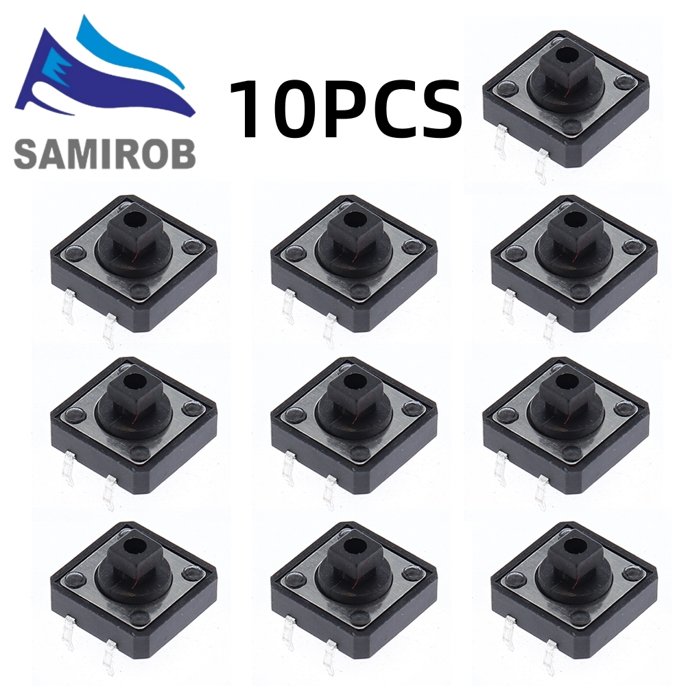 10pcs 12x12x7.3 มม.สวิทช์สัมผัสสีเหลือง diygba สแควร์ปุ่มกด Tact สวิทช์ 12*12*7.3 มม.ไมโครสวิทช์