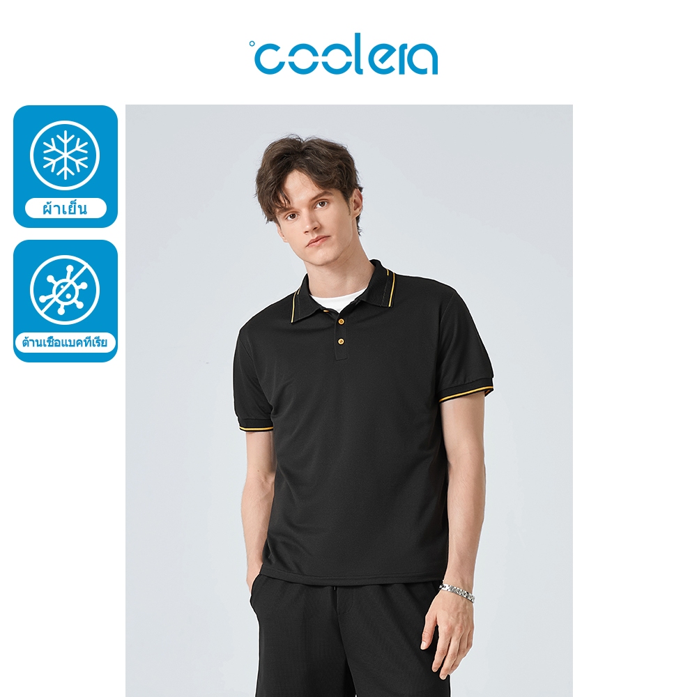 Coolera เสื้อโปโลชายคอปกสีดำ ระบายอากาศได้ดีและทนทาน