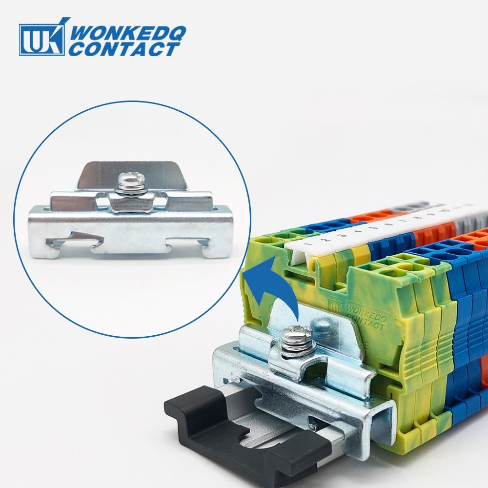 เหล็กชุบสังกะสี DIN Rail Clamp E/FE-2 Terminal Blocks End Stop เหล็ก End Bracket/Stop สําหรับ NS35