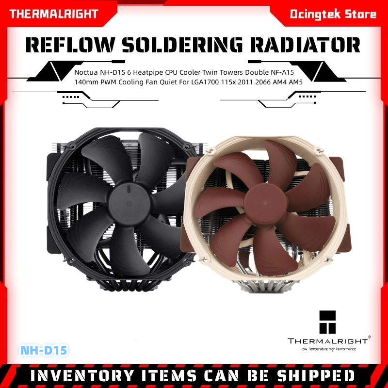 Noctua NH-D15 6 Heatpipe CPU Cooler Twin Towers Double NF-A15 140 มม.PWM พัดลมระบายความร้อนQuietสําห