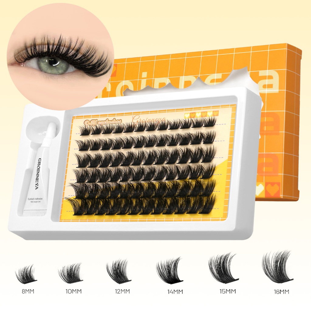 Lash Clusters Extension Kit DIY ชุดขนตาหนา 8-16 มม.Fluffy Lashes ธรรมชาติแต่ละขนตา