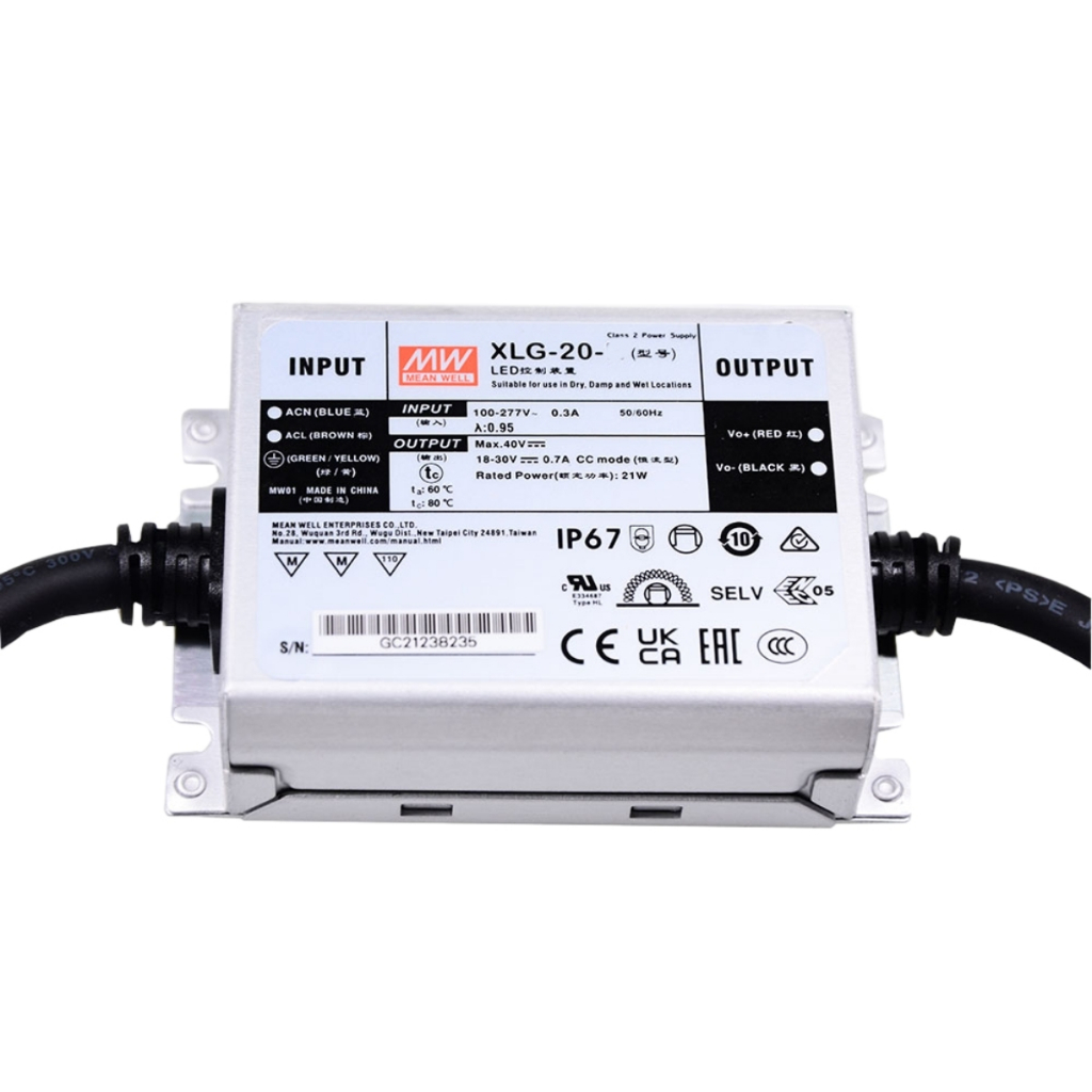 MEAN WELL XLG Series ไดร์เวอร์ LED 12V 24V AC-DC 20W 25W 50W 75W 100W 150W 200W 240W 320W หรี่แสงได้
