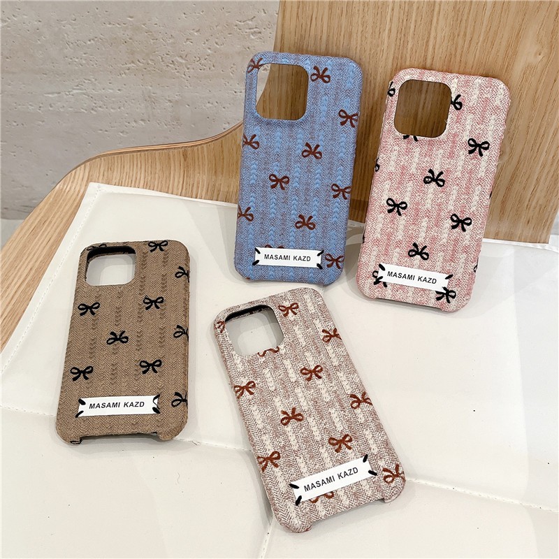 Iphone 15 Pro max 14 Pro max flannel วัสดุผ้าลายโบว์ เคสโทรศัพท์ bulge