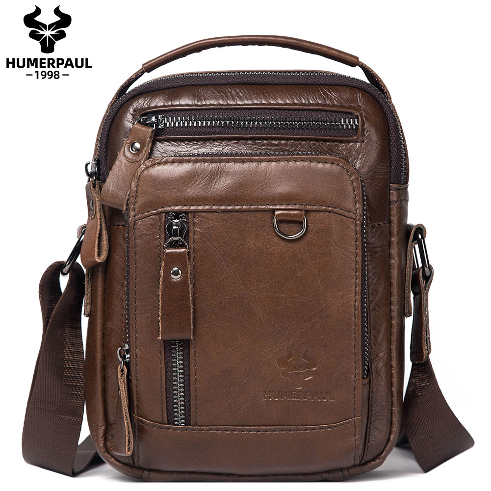 Humerpaul กระเป๋า Messenger ผลิตจากหนังแท้ความจุสูง MH664