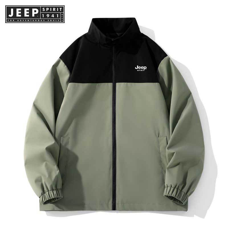 Jeep SPIRIT 1941 ESTD เสื้อแจ็คเก็ต Top Stand up Collar แขนยาวสบายๆกีฬาผู้ชายและผู้หญิงแขนยาว