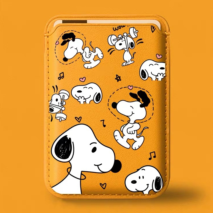 เต็มหน้าจอ Snoopy Dog รูปแบบกระเป๋าสตางค์ผู้ถือบัตรสําหรับ iPhone 15pro 15promax 14 14promax 14pro 16 16 plus 16 Pro Max
