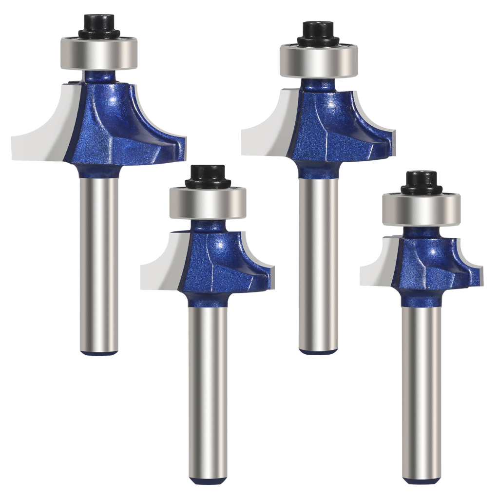Versery 4PCS 6.35 มม.1/4 Shank มุมรอบ Professional ระดับ Over Router Bit Milling เครื่องตัดสําหรับไม