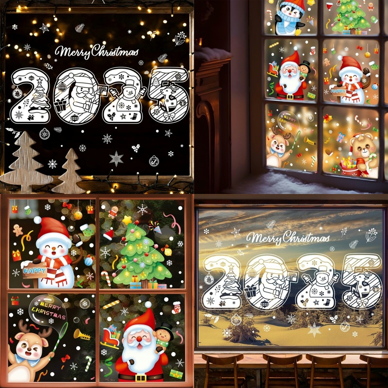 4/6sheepet 2025 คริสต์มาสหน้าต่าง Clings Snowflakes หน้าต่าง Decals สติกเกอร์หน้าต่างแบบคงที่สําหรับตกแต่งคริสต์มาสเครื่องประดับตกแต่งคริสต์มาสอุปกรณ์ปาร์ตี้ปีใหม่ตกแต่ง