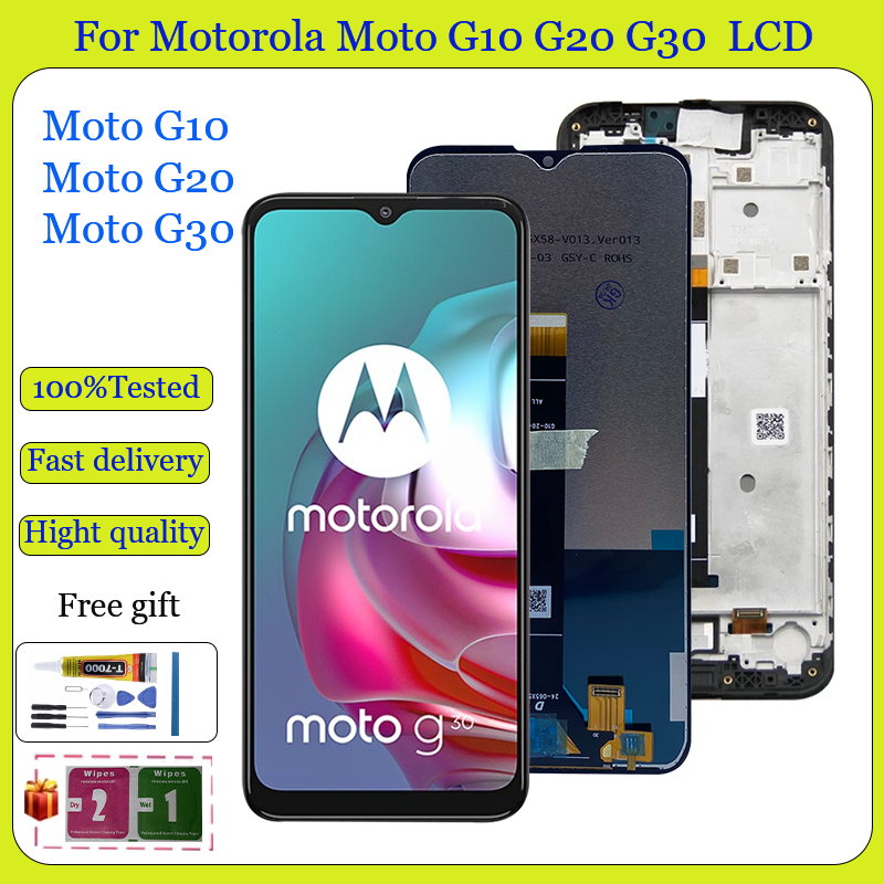 Original สําหรับ Motorola Moto G10 G20 G30 จอแสดงผล LCD Touch Screen Digitizer กรอบ