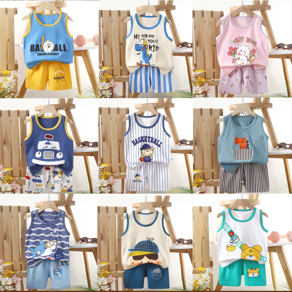 เด็กเสื้อผ้าเด็กทารกชุดสองชิ้นเสื้อและกางเกงขาสั้นกางเกงแฟชั่นน่ารักเด็กฤดูร้อนสวมใส่ผ้าฝ้ายชุดสําหรับ1 2 3 4 5 6 7ปี