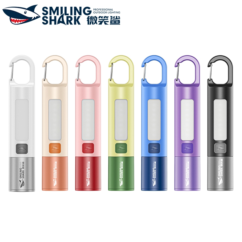 SmilingShark SD1019 ไฟฉาย led พวงกุญแจ สีสัน คบเพลิง ซุปเปอร์ไบรท์ พร้อมไฟด้านข้างแบบ COB 3โหมด Type-C ชาร์จใหม่ได้ กันน้ำสำหรับของขวัญในครัวเรือนเดินป่าตั้งแคมป์