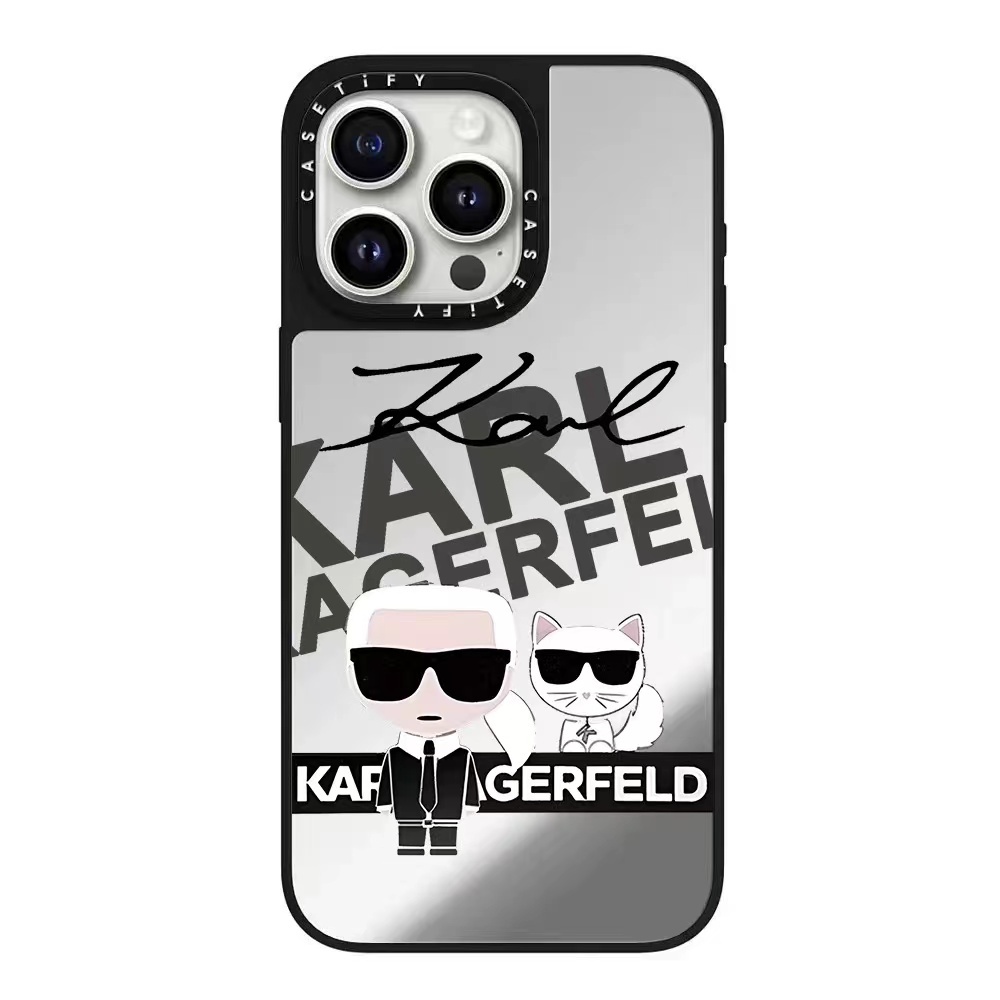 Casetify น่ารัก Karl Lagerfeld กระจกเคสโทรศัพท์สําหรับ iphone 16 Pro Max 15 Pro Max 15 Plus 14 Pro Max 14Plus i14 13 Pro Max i11 i13 13pro 12 Pro Max ฝาครอบป้องกัน