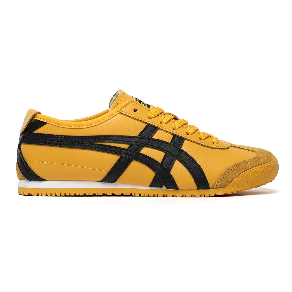 ONITSUKA TIGER ClassicOnitsuka Tiger MEXICO 66 รองเท้าผ้าใบผู้ใหญ่สีเหลือง/สีดํา Low Top