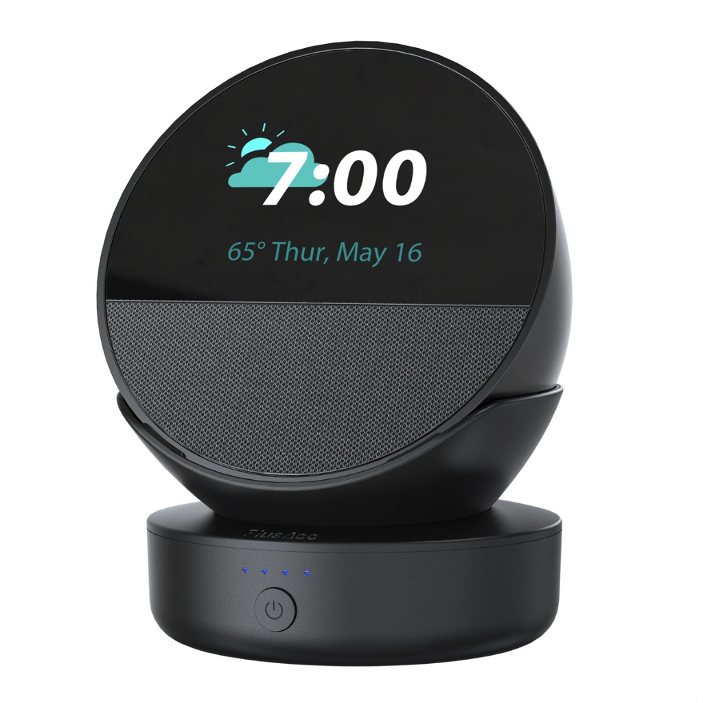 ฐานแบตเตอรี่ 5000mAh แบบพกพาสําหรับ Echo Spot พร้อมพอร์ตชาร์จ USB-C Power Bank สําหรับขาตั้งลําโพงอัจฉริยะ