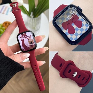 สายซิลิโคนบางเฉียบ สำหรับผู้หญิง สำหรับ Apple Watch Series 11 10 9 8 7 6 5 4 3 SE Ultra 2 1 ขนาด 38 40 41 42 44 45 46 49 มม.