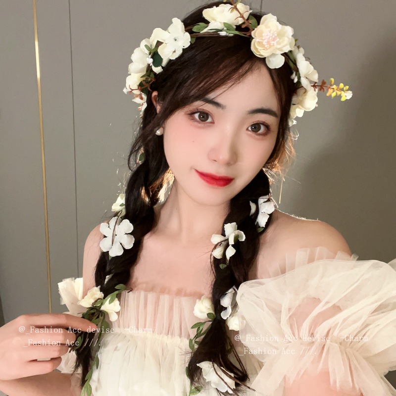 ดอกไม้สาขาและใบไม้ขอบพวงมาลัยคาดศีรษะแฟชั่นขนาดเล็กเสนผูกคาดศีรษะขนาดเล็กสดศิลปะอารมณ์อุปกรณ์ผมขายส่งหญิง