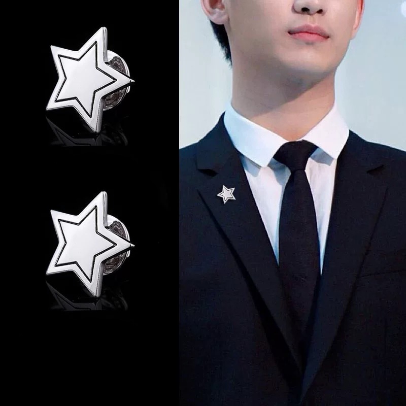 เกาหลีเกาหลี Mini Star เข็มกลัดผู้ชายเสื้อ Neckline Pin Buckle Badge Matching Collar Pin