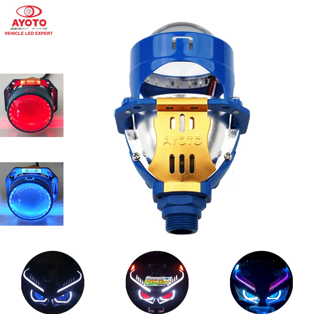 Ayoto BI ไฟ LED 2.5 INCH เลนส์โปรเจคเตอร์พร้อมตาปีศาจ Custom ไฟหน้าหลอดไฟ 12V#