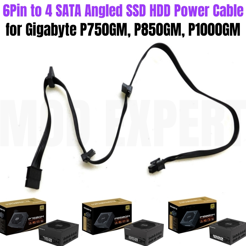 6Pin ถึง 4 SATA ชายมุม SSD HDD สายไฟสําหรับ Gigabyte GP-P750GM, P850GM, P1000GM Gold Power Supply Un