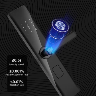 Tuya สมาร์ทล็อค Wirelss พร้อมรหัสผ่านลายนิ้วมือ IC การ์ดปลดล็อค USB ชาร์จฉุกเฉินจับทิศทางปรับได้ ﻿ล็อคประตูดิจิตอล