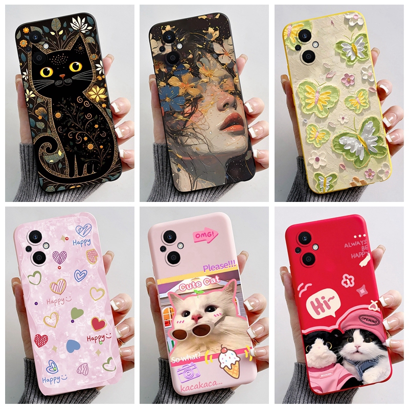 สําหรับ OPPO Reno7 Z 5G นุ่มน่ารักการ์ตูนแมวดําลูกสุนัขสุนัขพิมพ์สําหรับ OPPO Reno7Z Reno 7Z CPH2343