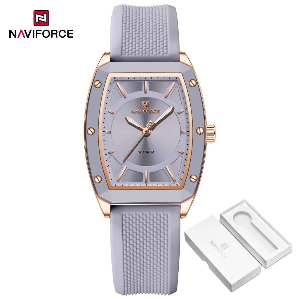 Naviforce 5049 นาฬิกาผู้หญิงสายซิลิโคนเรียบง่ายส่วนบุคคล