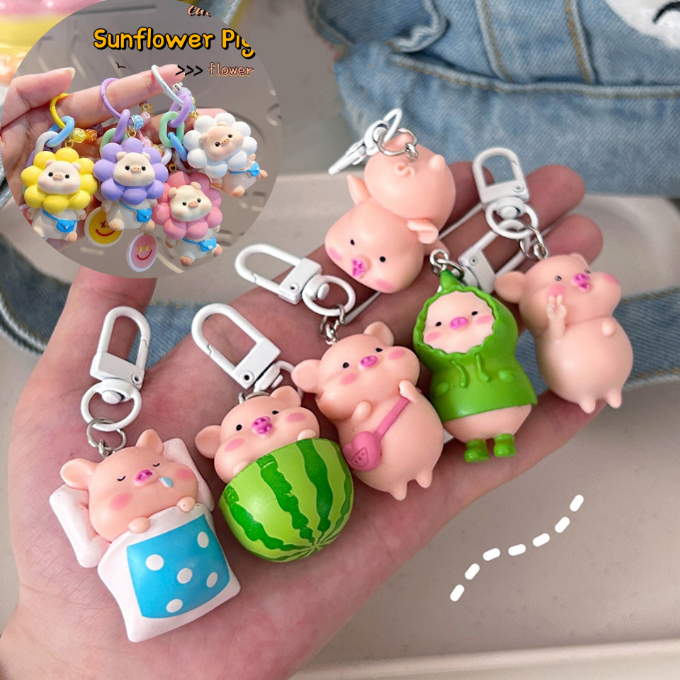 Annapink.th น่ารักตลกสามมิติ Piggy พวงกุญแจหมูรูปสัตว์พวงกุญแจกระเป๋าโทรศัพท์มือถือจี้อุปกรณ์ตกแต่ง EN