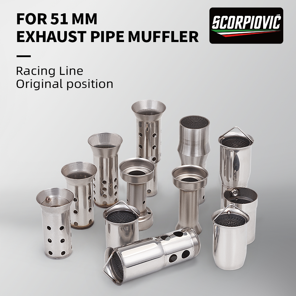 51mm Universal ด้านหน้า Mid End Catalyst DB Killer สําหรับรถจักรยานยนต์ท่อไอเสีย Silencer Noise Soun