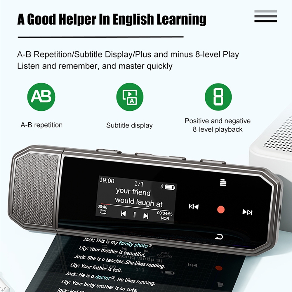 Ruizu X80 เครื่องเล่นเพลง 64G U Disk HiFi Lossless บลูทูธ MP3 พร้อมคลิปสนับสนุนการบันทึกแฟ้ม Transfer Pedometer แบบพกพา Walkman