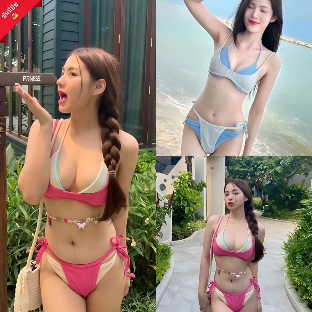 จัดส่งจากกรุงเทพ Fashion Bikini บิกินี่ เซ็ต 4 ชิ้น ชุดว่ายน้ำสตรี ชุดว่ายน้ำเซ็กซี่ บราไร้สาย กางเกงผูกเชือก บุนวมด้านใน ราคา ถูกที่สุด ดีลบีเคเค