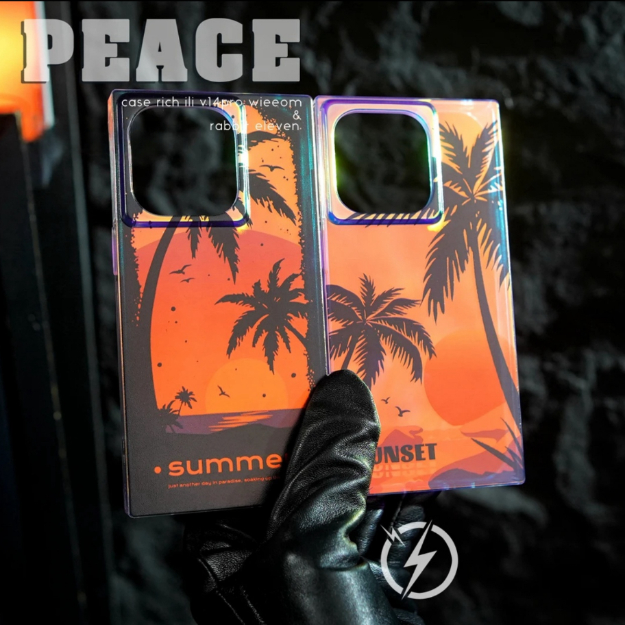 【Square imd hard case/Sunset】เคส compatible for iphone 13 14 15 pro max case