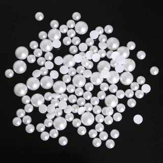 เลียนแบบ ABS Pearl Semiround ลูกปัดแบนกลับสีขาวงาช้างผสมสี Cabochon ครึ่งรอบลูกปัด DIY เครื่องประดับทํา