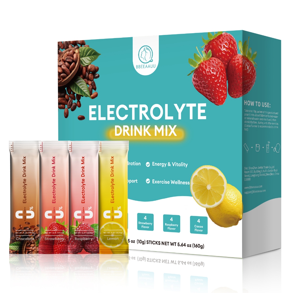 Beau Electrolyte Drink Mix,16PCS,23mg Magnesium,125mg Calcium,455mg โซเดียม,396mg โพแทสเซียม พลังงาน รองรับกล้ามเนื้อ สุขภาพกระดูกและความแข็งแรง สําหรับนักกีฬา