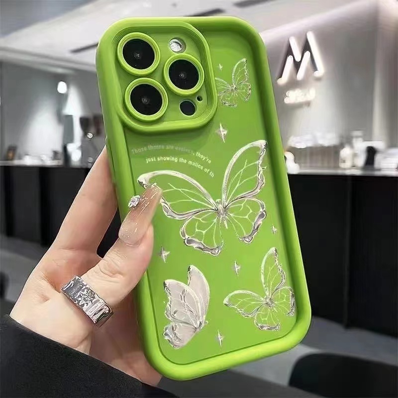 เคส OPPO A95 A74 4G A94 4G Reno 5F A73 2020 A93 4G Reno 4F Reno 6Z 5G Reno 5Z Reno 7Z 5G ซิลิโคนขอบตรง Silver Phalaenopsis กรณีโทรศัพท์