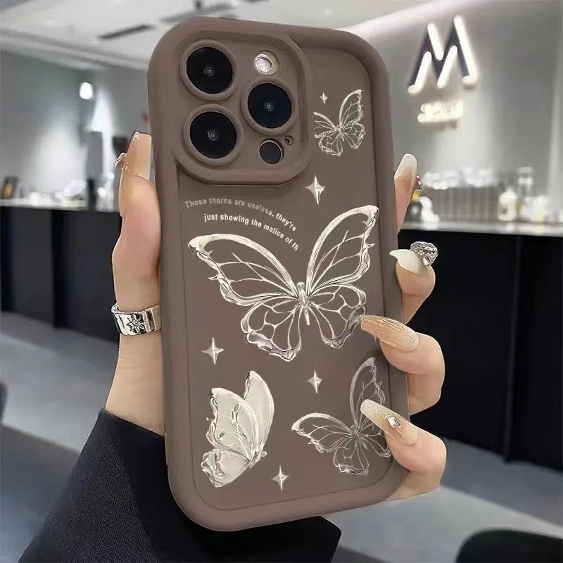 เคส OPPO Reno 7 5G Reno 2 Reno 2F 2Z Reno 11 5G Reno 11 Pro 5G FIND X3 Lite ซิลิโคนขอบตรง Silver Phalaenopsis กรณีโทรศัพท์