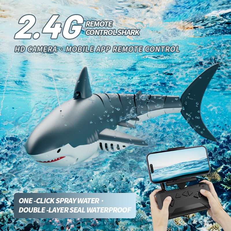ส6 รีโมทคอนโทรลเรือฉลามกับกล้องภาพวิดีโอจําลองน้ําการควบคุมระยะไกลเรือรุ่นของเล่น